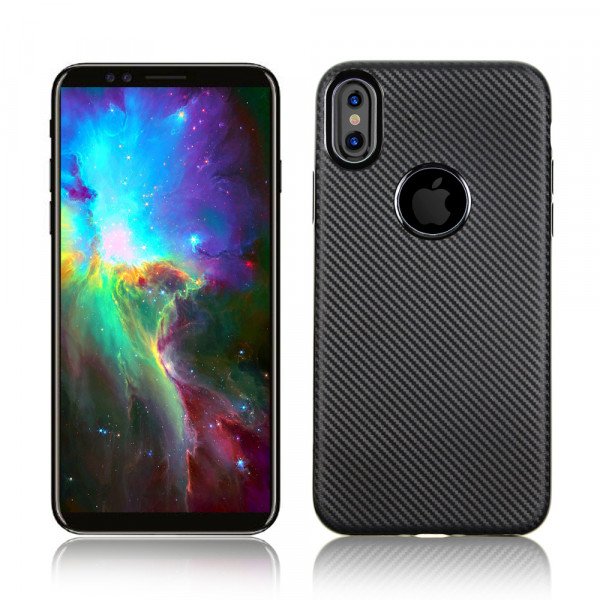 Wholesale iPhone X (Ten) Carbon Fiber Design TPU Case (Black)